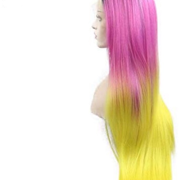 💫JERSEY PINK&YELLOW OMBRÉ GLUE-LESS CELEB Wig*NWT - Picture 8 of 8